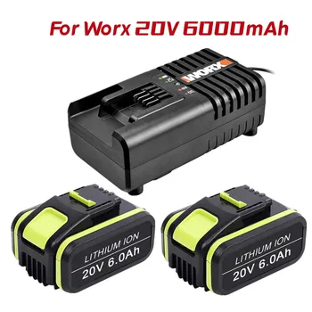 1-3 упаковки 20 В 6.0Ah/6000 мАч литий-ионный аккумулятор Замена для Worx WA3551 WA3551.1 WA3553 WA3553.2 WA3641 Аккумулятор + зарядное устройство Изображение