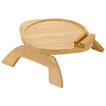 1 Шт. Бамбуковый столик-подлокотник для дивана С поворотным зажимом На столик-подлокотник для дивана для Широкого дивана Изображение
