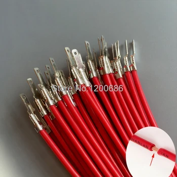 10 см штекеры 2,8 мм обжимной клеммный штыревой соединительный кабель 50 шт. красный провод 0,5 мм2 Изображение