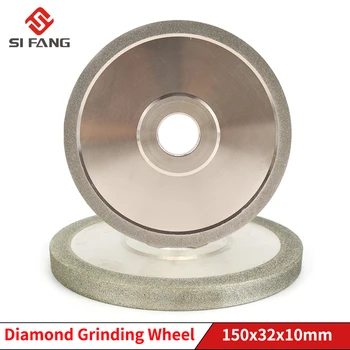 150 мм Алмазный шлифовальный круг для фрезерования металла, плоский алмазный диск с гальваническим покрытием, аксессуары для заточки 100/150/180# Изображение