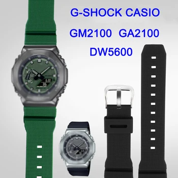 16 ММ Резиновый Ремешок Для Часов Casio G-SHOCK GM2100 GA2100 DW5600 DW6900 Быстроразъемный Водонепроницаемый Ремешок Для Часов, Сменный Браслет Изображение
