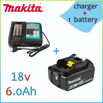 18V 100% Оригинальный Аккумулятор Makita 6.0Ah Со светодиодной литий-ионной Совместимостью BL1830 BL1860B BL1860 BL1850 Makita Для Электроинструмента Изображение
