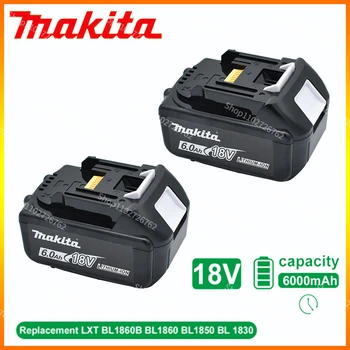 18V 6.0Ah Makita Оригинал со светодиодной литий-ионной заменой LXT BL1860B BL1860 BL1850 аккумуляторная батарея электроинструмента Makita Изображение