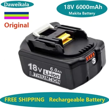 18V Makita 6000mAh аккумуляторная батарея для электроинструмента со светодиодной литий-ионной заменой LXT BL1860B BL1860 BL1850 + бесплатная доставка Изображение