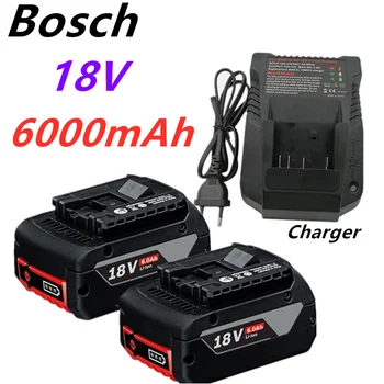 2022 newest 18V Batterie Für Bosch GBA 18V 6,0 Ah Lithium-BAT609 BAT610G BAT618 BAT618G 17618-01 + ladegerät Изображение