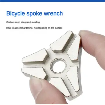 3 размера в одном, ключ для ниппеля для велосипедных спиц, инструмент для ремонта обода колеса, Прочная конструкция из углеродистой стали, устройство для ремонта велосипедов Изображение