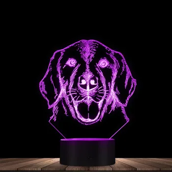 3D Портрет Породы Лабрадорская Собака СВЕТОДИОДНЫЙ Ночник Персонализированное Пользовательское Имя Домашнее Животное Щенок Собака 3D Оптическая Иллюзия Настольная Лампа Декоративная Изображение