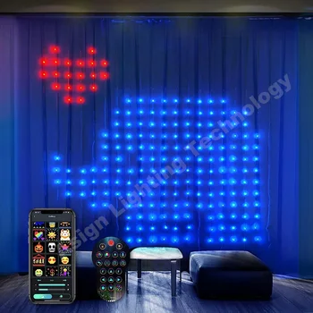 400 Светодиодов Smart App Control RGB Шторы, музыкальный Ритм, светодиодные гирлянды, Сказочная Гирлянда, сделай сам для Рождественского декора комнаты на окне Изображение