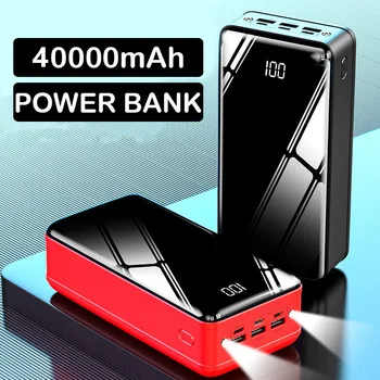 40000mAh Power Bank Станция быстрой зарядки, внешний аккумулятор высокой емкости, светодиодная подсветка для iPhone Samsung, ноутбук iPad Изображение