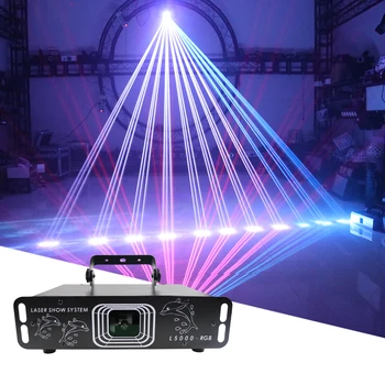 5 Вт RGB 20Kpps Анимационные Узоры Сканирующий Лазерный Луч DMX512 Полноцветный Сценический DJ Диско Лазерный Проектор Для Свадебного Рождественского Бара Club Изображение
