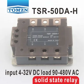 50DA TSR-50DA-H Трехфазный высоковольтный тип SSR входной сигнал 4-32 В постоянного тока нагрузка 90-480 В переменного тока однофазное твердотельное реле переменного тока Изображение