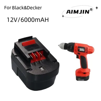 AimJin 12 В 6000 мАч Перезаряжаемый Инструмент Батарея для Black & Decker A12 A12EX FSB12 FS120B A1712 HP12K HP12 Ni-MH Сменная Дрель Ba Изображение