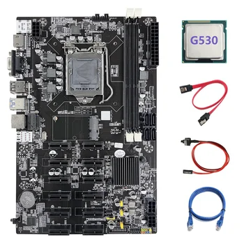 B75 12 PCIE ETH Материнская плата для майнинга Материнская плата LGA1155 + процессор G530 + Кабель SATA + Сетевой кабель RJ45 + Кабель коммутатора Изображение