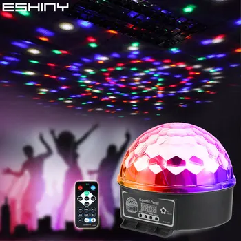 ESHINY 6 Вт Цветов Хрустальный Волшебный Шар RGB LED Сценический Эффект Вечерние Светильник Полноцветный DJ Dace Room Диско Лампа R6LN8 Изображение