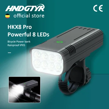 HKX8 велосипедный фонарь с высоким люменом 10000-1200mAh, светодиодный велосипедный фонарик, мощная передняя фара для велоспорта, дорожный аксессуар, блок питания Изображение
