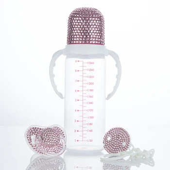 MIYOCAR, розовая сверкающая соска со стразами и набор детских бутылочек -идеальный роскошный подарок для вашего малыша от 0 до 6 м Изображение