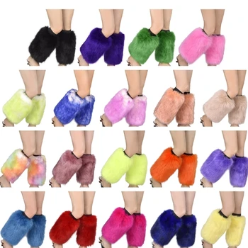 MXMA/ Женские гетры с ярким искусственным мехом, манжеты для ботинок, рукава, Уличные носки длиной до икр Изображение