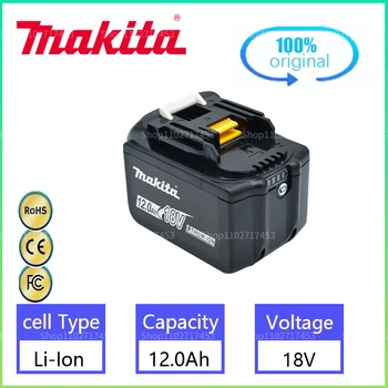 Makita 100% оригинальная Аккумуляторная Батарея Для Электроинструмента 18V 12.0Ah Со светодиодной литий-ионной Заменой LXT400 BL1860B BL1860 BL1850 Изображение