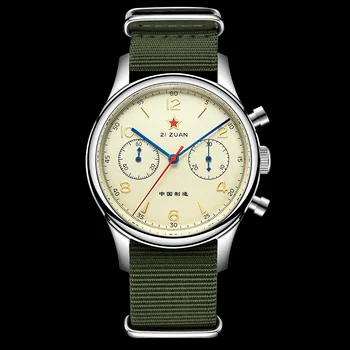 RED STAR 40mm 1963 Хронограф Механические мужские наручные часы Gooseneck Pilot ST1901 Механизм Air Force Авиационные сапфировые часы Изображение