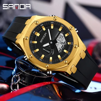 SANDA 3309 Стиль Мужские цифровые часы ударные военные спортивные часы водонепроницаемые электронные наручные часы мужские часы Relogio Masculino Изображение