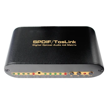 SPDIF TOSLINK Digital Optical Audio True Matrix 4x2 Switch Switcher Splitter 4 In 2 Out Video Converter Пульт дистанционного управления Изображение
