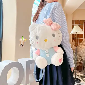 Sanrio Корейский стиль, Милый рюкзак Hellokitty, Женский 2023, Новая плюшевая универсальная мультяшная кукла, школьный рюкзак для путешествий, покупок, Детский Изображение