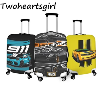Twoheartsgirl, защита для багажа с мультяшным принтом автомобиля, стильный чехол для чемодана на молнии для 18-32 дюймов, устойчивый к царапинам дорожный аксессуар Изображение
