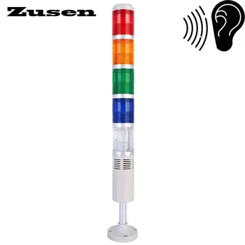 Zusen TB50-5T (W)-D-J Пятицветная лампа, Многослойная Сигнальная вышка, всегда яркая или мигает с зуммером 12V 24V 220V Изображение