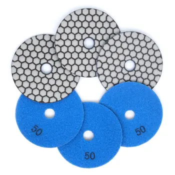 Алмазные сухие полировальные площадки 6 штук, 4-дюймовый Гибкий Шлифовальный диск, Алмазный шлифовальный круг для камня, бетона, Гранита, мраморной плитки Изображение