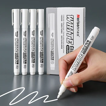 Белый маркер спиртовая краска маслянистые водонепроницаемые ручки для рисования шин граффити перманентная гелевая ручка для ткани, дерева, кожи маркер Изображение