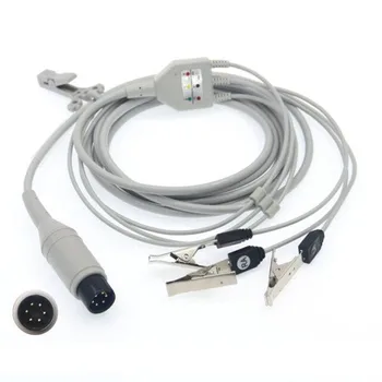 Бесплатная доставка, универсальный 6-контактный цельный 3-хпроводной кабель AHA для ЭКГ с зажимом из животных металлов Изображение