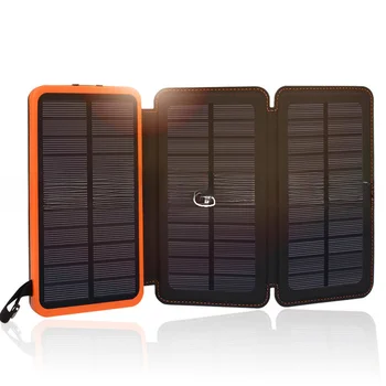 Быстрая продажа Популярного многофункционального мобильного аккумулятора Солнечной энергии на открытом воздухе Оптом Большой емкости 14000мА Изображение