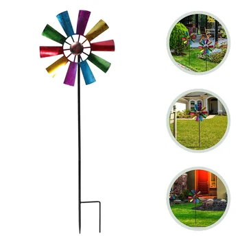 Ветряная мельница из кованого железа, Ветряные мельницы во дворе, Красочный декоративный Садовый орнамент Изображение