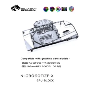 Водяной блок Bykski Используется для красочной графической карты Battle-Ax GeForce RTX3060Ti 8G GPU/Медный Радиатор с полным покрытием/RGB Подсветка Изображение
