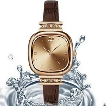 Высококачественные роскошные женские часы Из кожи Квадратные Водонепроницаемые кварцевые Женские наручные часы Элегантные Женские деловые часы Изображение