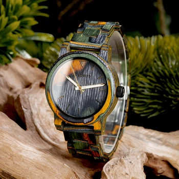 Деревянные наручные часы BOBO BIRD для мужчин, японский кварцевый механизм, модные деревянные часы с гравировкой, мужские часы, подарки на заказ, Прямая поставка Изображение