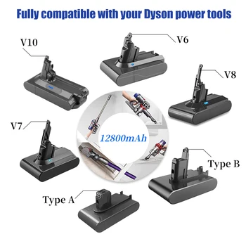 Для Dyson V6 V7 V8 V10 Тип A/B 12800 мАч Сменный Аккумулятор для Ручного пылесоса Dyson Absolute Без шнура Изображение