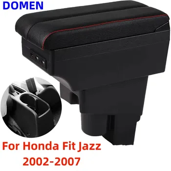 Для Honda Fit Jazz Подлокотник коробка Содержимое Центрального магазина С выдвижным отверстием для чашки Большое пространство Двухслойная USB зарядка 2002-2007 Изображение