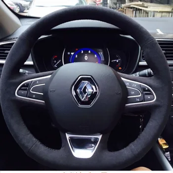 Для Renault Kadjar Koleos Megane Talisman Scenic 2016 2017 Персонализированный Сшитый вручную Нескользящий Кожаный Чехол на Руль Автомобиля Изображение