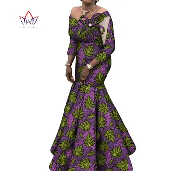 Женское платье из бинтаревого воска, Нигерийский Плюс Размер, Традиционный женский халат Анкары, Элегантный Халат Дашики, Женские вечерние длинные платья WY10175 Изображение