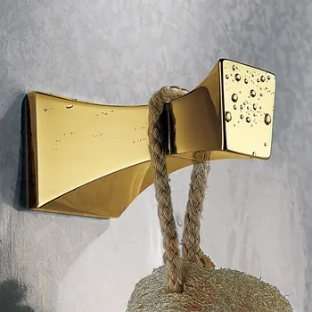 Золотой латунный медный крючок для халата золотой крючок для одежды Аксессуары для ванной комнаты Изображение