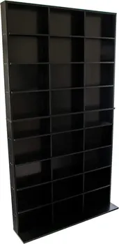 Книжный шкаф XL из 9 предметов, деревянный, с фиксированными полками (528 DVD, 837 CD), черный Изображение