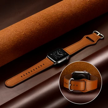 Кожаный ремешок для Apple Watch band 44 мм 45 мм 41 мм 40 мм 42 мм 38 мм браслет для умных часов correa браслет iWatch series 3 4 5 6 SE 7 Изображение