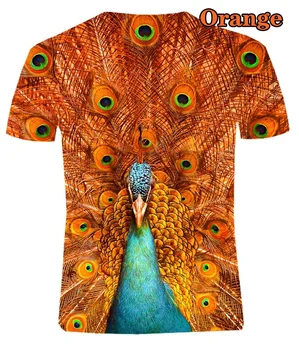 Красивые женские футболки с 3D принтом животного Павлина, Летняя мужская модная повседневная уличная одежда с коротким рукавом Для мальчиков и девочек, футболка с забавной птицей Изображение