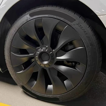 Крышка колеса модели 3 18 дюймов, крышка ступицы с полным покрытием, Сменные аксессуары для Tesla Model 3 - Матовый черный Изображение