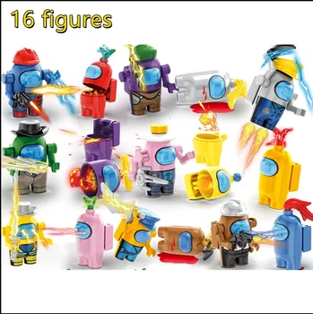 Кукла из 16 предметов, включая базовую игру с оружием, Звездный космический пришелец, строительные блоки Peluche, классическая модель, наборы кирпичей для детей Изображение