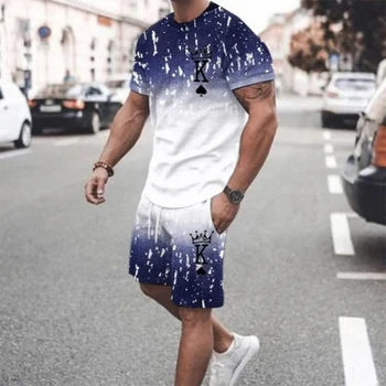Летняя Мужская Повседневная Модная футболка с круглым вырезом и принтом 