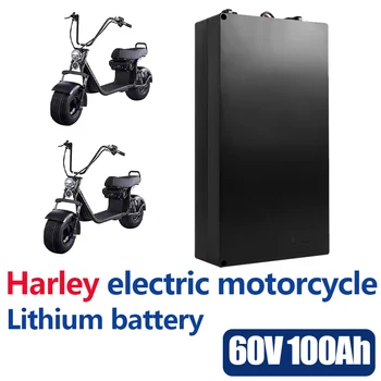 Литиевая батарея для электромобиля Harley, водонепроницаемая батарея 18650 60V 80Ah для двухколесного складного электрического скутера Citycoco, велосипеда Изображение