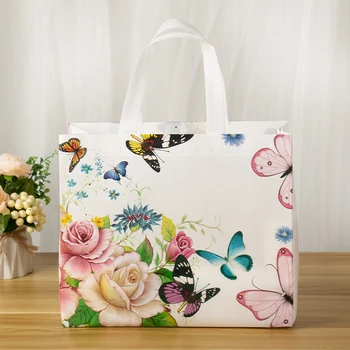 Мода цветок печати сумка Сумка нетканая ткань, эко-сумки туристические складные сумки одежда упаковка мешок водонепроницаемый Изображение