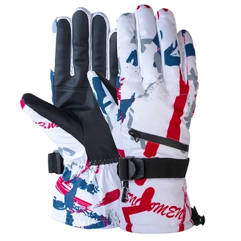 Мужские женские Зимние водонепроницаемые лыжные перчатки с сенсорным экраном, сверхлегкие перчатки для сноуборда, перчатки для езды на санях, велосипедные перчатки Изображение